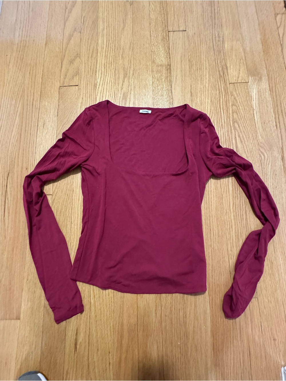 Garage Long Sleeve Scoop Neck Top in Burgundy - NEVER WORN